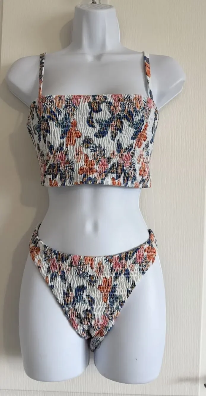 Jolyn Bikini Set Size XL Smocked Floral “Kelia” Bottom “Eva” Top NWT 2 Pc